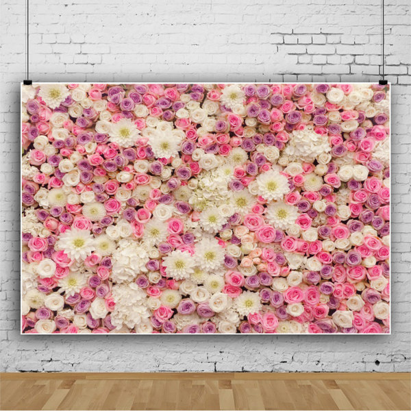 Beautiful flower wall pink flower grass wedding party decoration vinyl photo background cloth