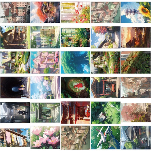 60 st Anime Scenery Stickers, Estetiska Vinyl Dekaler för Tonåringar Pojkar Flickor Journal Laptop Scrapbook Vattenflaskor Skateboard Cykel Telefon Bagage