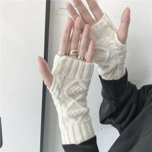 2 par halvfingerhandskar Vantar Damhandskar Vinter Stickade Varma Enkla Eleganta,A