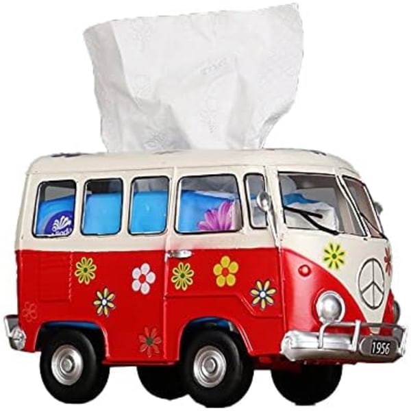 Retro bussformet vevboksdeksel, vevdispenserboksholder for hjem, rom og kontorbruk