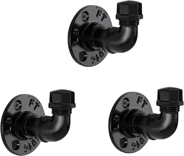 Industrial Pipe Hooks 3 Pcs, Towel Hooks, Wall Mounted Rustic Coat Hangers Hat Rack
