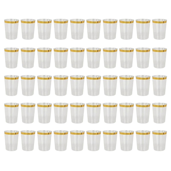 50 st 10oz Muggar Eleganta Guldkanter Kraftiga Vin Cocktailglas Lyxiga Hårda Juice Muggar för Fester Bröllop Födelsedagar Jikaix Golden
