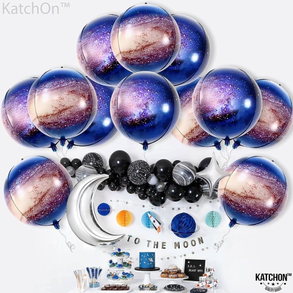 Store Galaxy-balloner til Galaxy-dekorationer - 22 tommer, pakke med 12 | 360 graders rumballoner til galakse fødselsdagsfestdekorationer