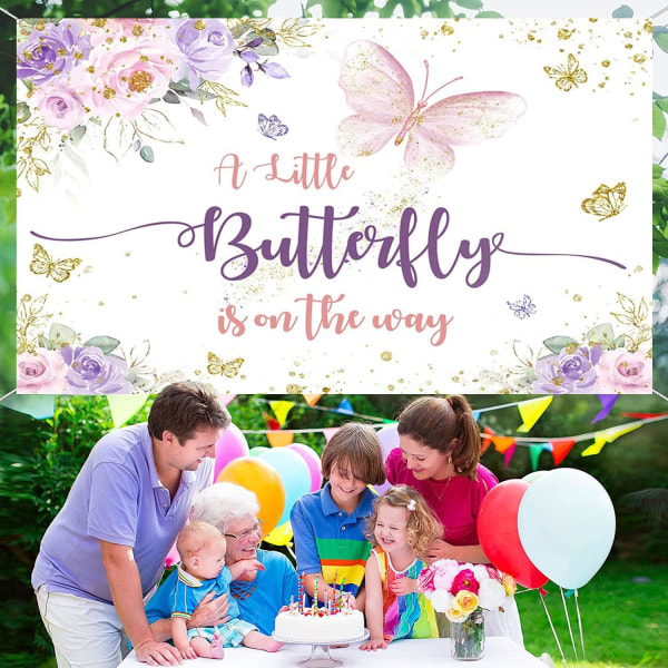 Sommerfugl Blomster Bakgrunn En Liten Sommerfugl Er På Vei Rosa Lilla Blomsterfest Banner Bakgrunn For Fotografering Bakgrunn Festdekorasjoner