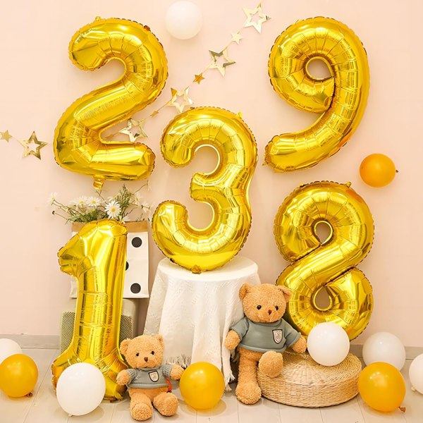 40 tuuman kultaiset heliummylar-folionumeroilmapallot, numero 9 ilmapallo syntymäpäiväkoristeisiin lapsille, vuosipäiväjuhlatarvikkeita
