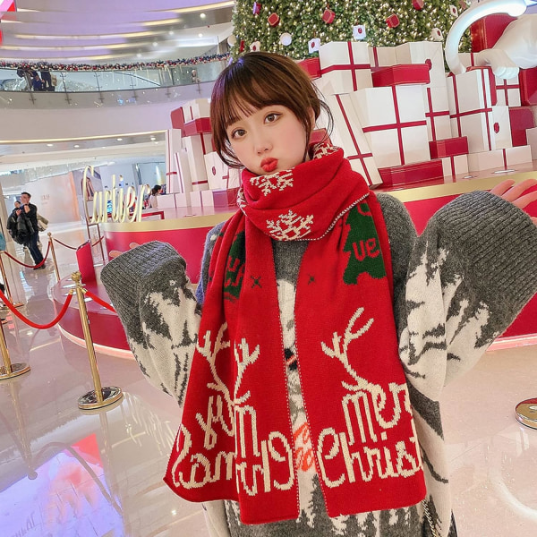 Fashion Women Christmas Scarf Winter Warm Knitted Scarves Xmas Neckerchief Neck Warmer