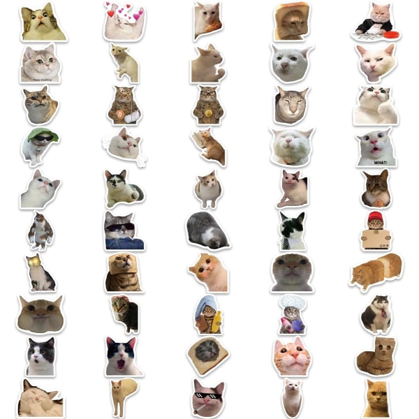 100st Cat Meme-klistermärken för barn bärbar dator, söta tecknade estetiska vinylklistermärken Trendiga Vattentäta för vattenflaska Case Telefon Scrapbookgitarr