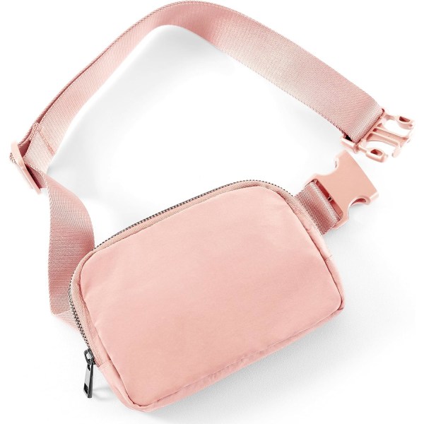 Unisex Mini Bältesväska med Justerbar Rem Liten Magväska för Träning Löpning Resor Vandring, Ljusrosa