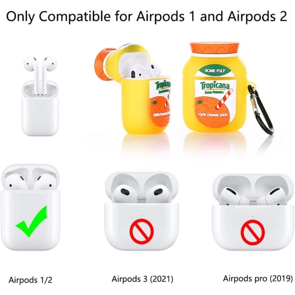 Cute Case for Airpods 2nd/1st Generation, 3D Trojuice Drink Design Silicone Case Protective Shockproof Covers with Keychain for Airpods Earbuds