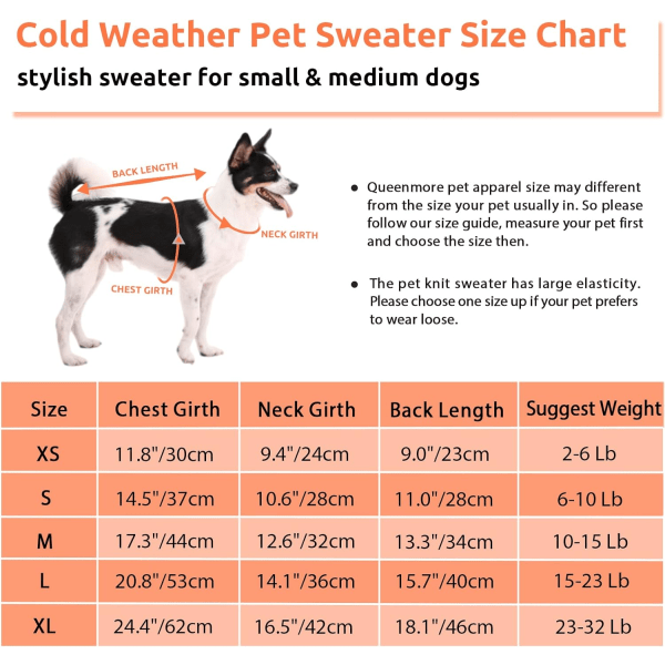 Liten hundtröja, kabelstickat plagg för kallt väder, tjocka varma kläder med turtleneck för Chihuahua, Bulldog, Tax, Mops (orange, X-Large)