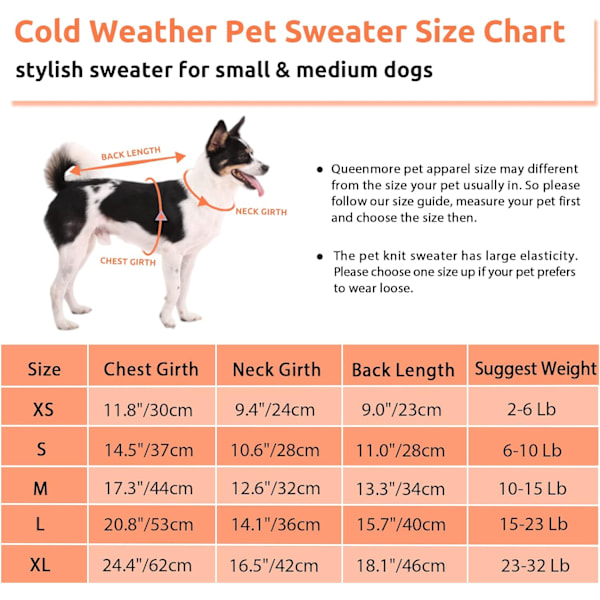 Liten hundtröja, kall väderkabel stickad tröja, polotröja tjocka varma kläder för chihuahua, bulldog, tax, mops (orange, X-Large)