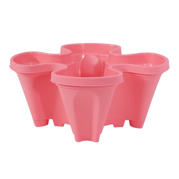 Stackable 3D Four-Petal Pot 5 Colors Optional Self-Watering Pot for Outdoor Use Pink