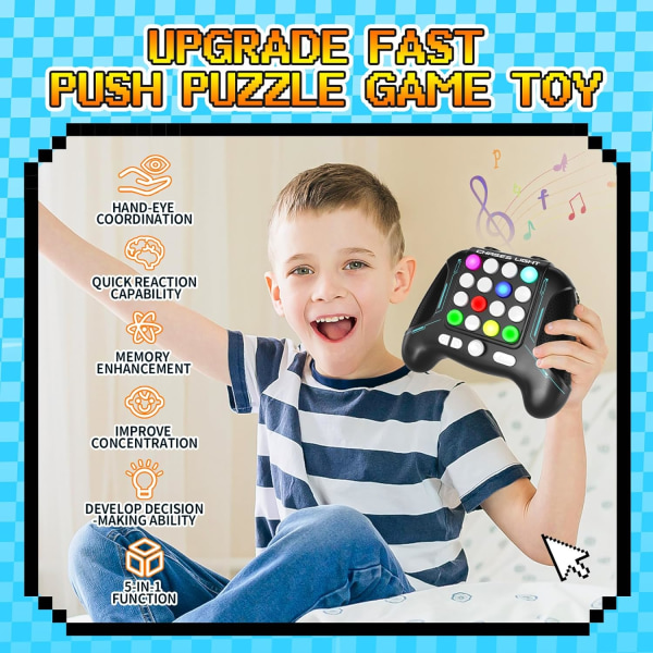 Fast Push Game Pop Fidget Toys Handtag, 5 lägen i 1 blinkande handenhet, 2024 nytt elektroniskt hjärn- och minnesspel Snabbtryckknappar Gamepad SETM-leksaker