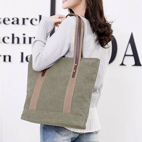 Kvinder Lærred Skuldertasker Retro Casual Håndtasker Arbejde Taske Tote Punge