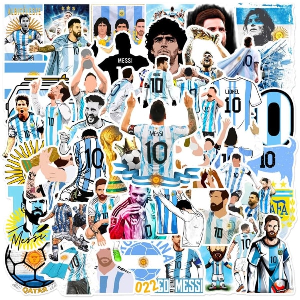 50 kpl Super Star Soccer Player Tarra Messi Vinyyli Argentiinalle Messi Fan Kodinsisustus Kannettava Vesipullo Puhelin Rullalauta Koristetarra