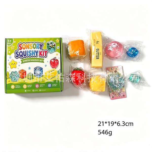 Squishy Legetøj 8-pak Sæt, Dumpling Stressbold Klemmelegetøj, Bolde & Glitterfigurer, Sensorisk Fidget Stresslegetøj med Damperboks, Til Alle Aldre small A