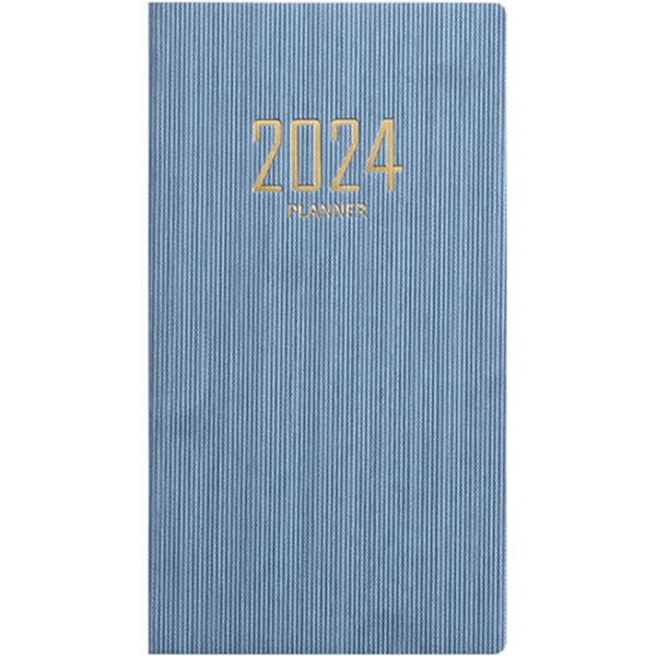 2024 A6-kokoinen muistikirja, keinonahkainen kansi, paksu ja sileä kirjoituspinta, 2024 päivätty muistikirja kotiin, toimistoon ja kouluun, DENIM BLUE, 2 kpl