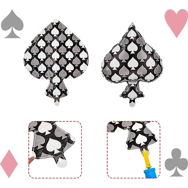 8 stk. Casino temafest balloner Spillekort balloner Casino folie balloner Casino fest dekoration forsyninger til Las Vegas fest, Pokerturneringer