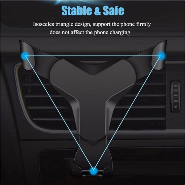 Biltelefonholder Montering Luftventil Mobil Graduity Stativ Vugge Biltilbehør Metall Telefonholder Navigasjon Brakett (Farge: Svart)