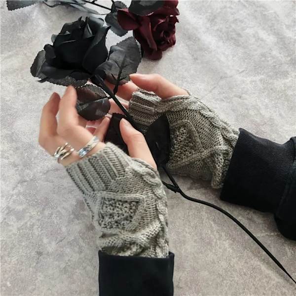 3 par halvfinger handsker luffer kvinders handsker vinter strikket varme simple elegant,B
