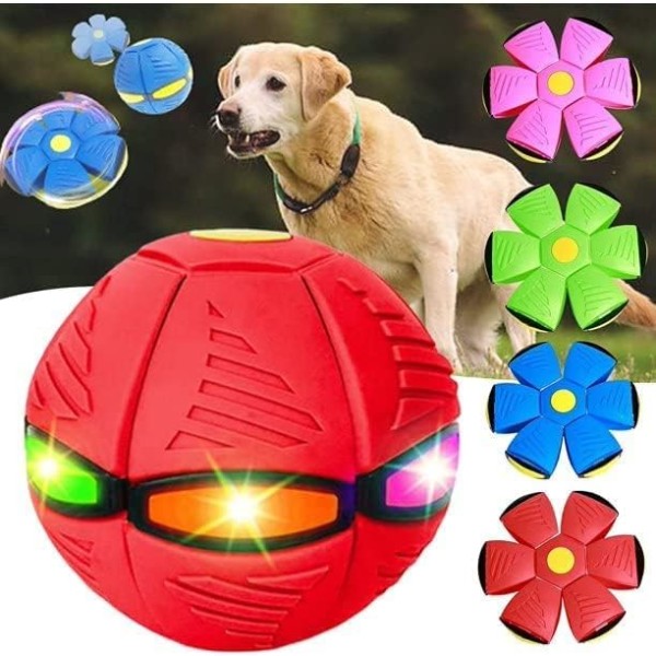 Pet Legetøj Hundelegetøj Strange Magic Flyvende tallerken Bold Magisk Dekompression Deformation Fod Stomp Lysemitterende Venting Stomp Ball (rød, tre lys)
