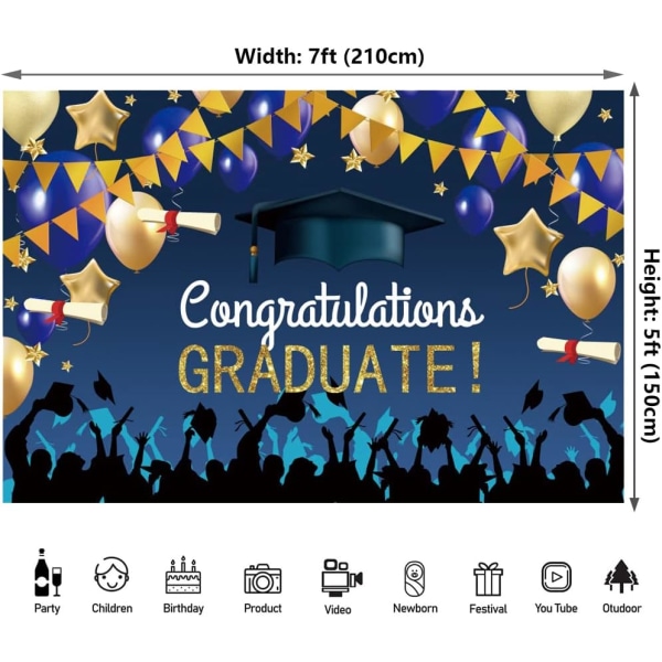 7x5 fot klasse 2023 Konfirmasjonsbakgrunn Gratulerer Graduate Ball Party Dekorasjoner Banner College High School Konfirmasjonsfeiring Party Banner