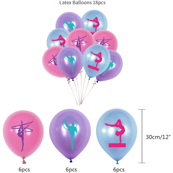 Gymnastik Balloner, Gymnastik Pige Latex Balloner til Dansespil Sports Temafest Baby Shower Fødselsdagsfest Pink Teal Lilla