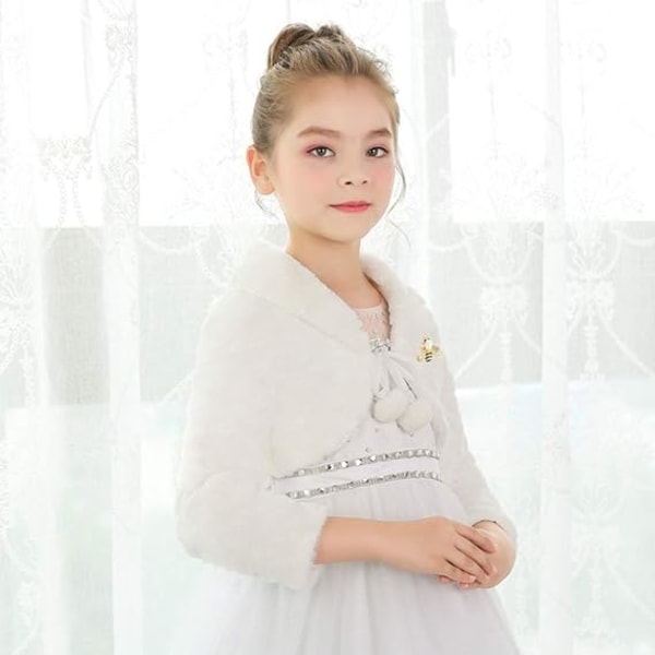 Flickor Princess Faux Fur Flower Bolero Shrug Party Bröllopsklänning