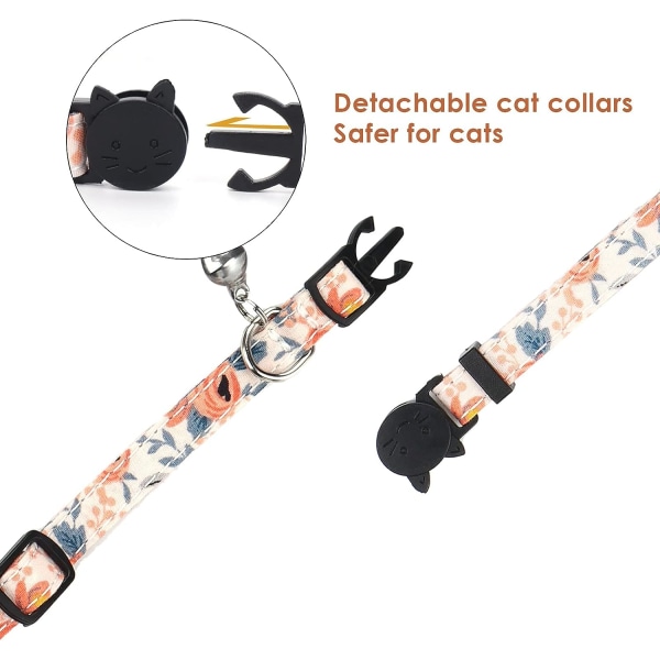 Kattehalsbånd med klokker Aftagelig sløjfebandana, 2 kæledyrshalsbånd + 1 hundebandana + 1 sløjfe, killingehalsbånd, kattebandana, hundesløjfe