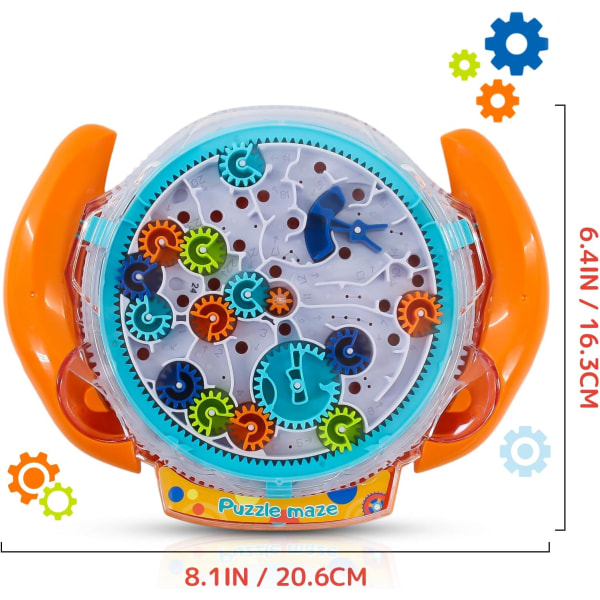 Hjärnpussel, 3D-labyrintspel, hjärngymnastik, gravitationsbollspel, labyrintspel, leksakspresenter, svår utmaning. Med två stålkulor, orange