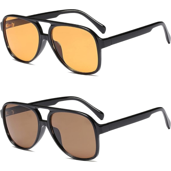 Klassiske Vintage Aviator solbriller for kvinner Menn Large Frame Retro 70s solbriller