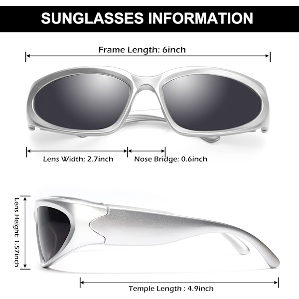 Trendy Swift Oval Mørke Futuristiske Solbriller Shades Briller Briller