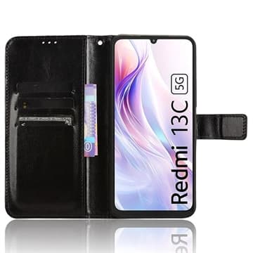 Xiaomi Redmi 13C 5G/Poco M6 Pungcover med Magnet... Sort Sort Sort black
