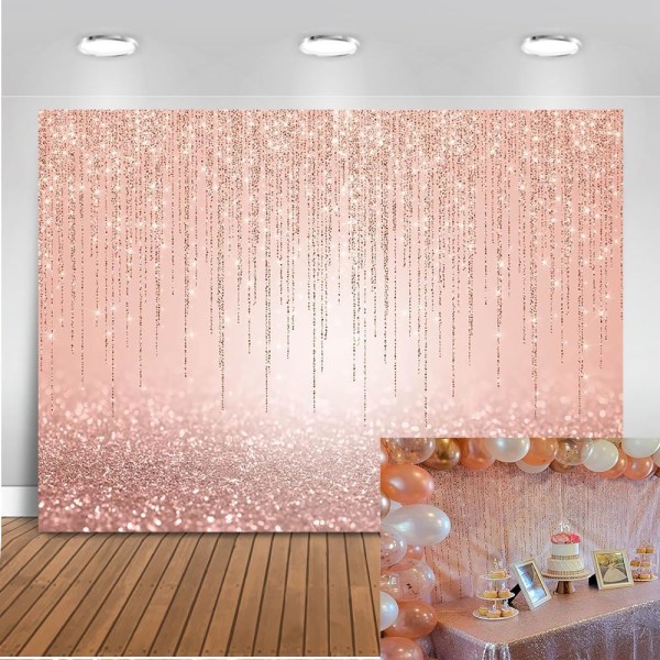 Backdrop Rose Gold Glitter Sweet Sixteen Birthday Party Background 7x5ft Rose Gold Birthday Baby Shower Photography Background