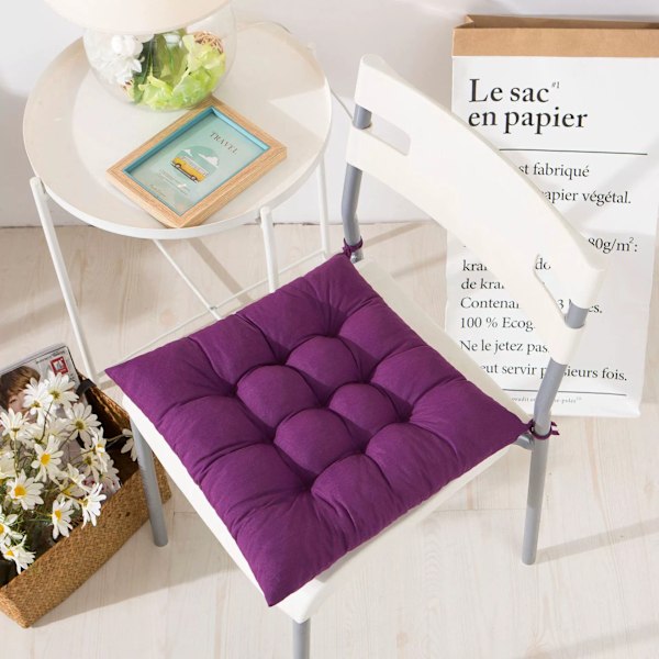 4 st mjuka stolsdynor, stolsdynor med band, stolsdynor matsal för trädgård uteplats kök matsal (40x40cm) Purple