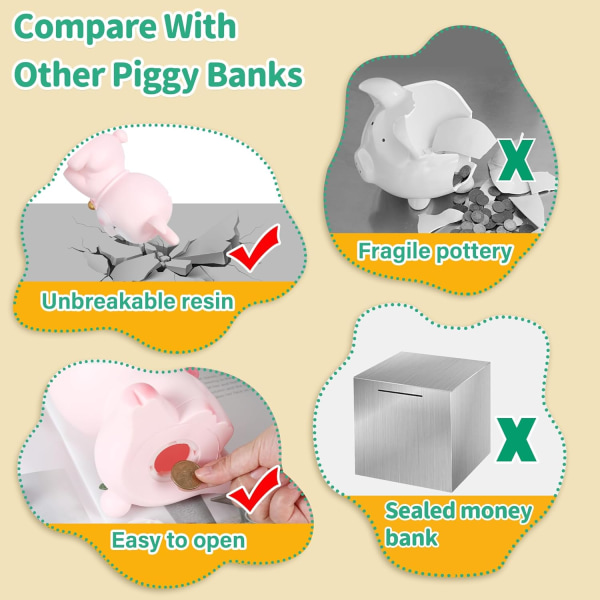 Søt Deer Money Bank, Unbreakable Piggy Bank, Money Box Coin Bank (Small Bell)