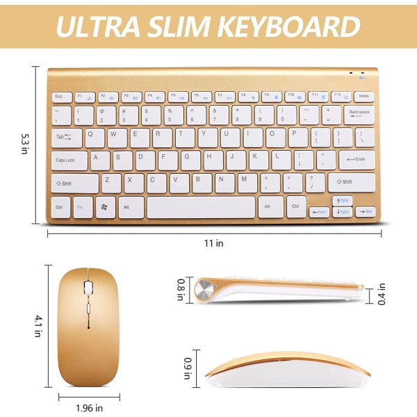 Trådlöst tangentbord och mus-kombination, kompakt tyst trådlöst tangentbord och mus-set 2.4G ultratunn elegant design för Windows, dator, stationär dator, PC