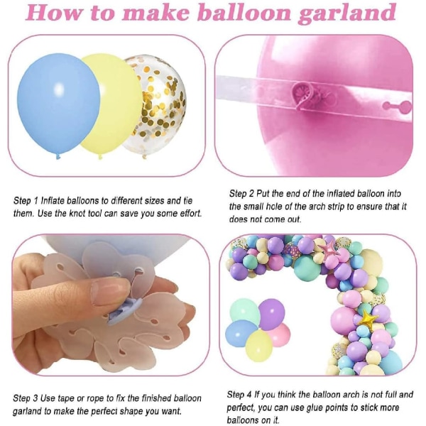 Balloons Arch Garland Kit lasten syntymäpäiväjuhlakoristeisiin (147 kpl Rainbow Unicorn Balloons Arch Garland Kit) (yksisarvinen)