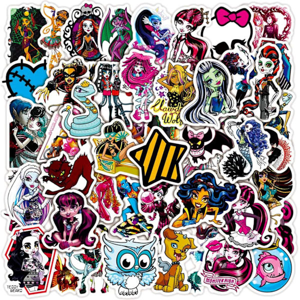 50 kpl Monster High -tarraa vedenpitävät tarrat matkalaukku rullalauta vesipullo tarrat tarra pyörä puskuri lumilauta koriste (Monster High )