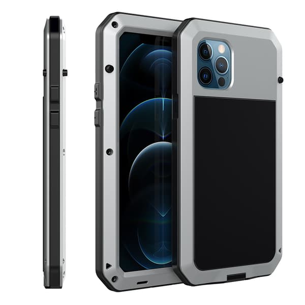 iPhone 12 Mini - Kraftfullt HEAVY DUTY 360-Aluminiumfodral Silver Silver silver
