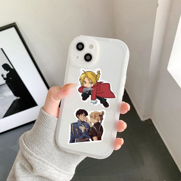 50 stk japanske Fullmetal Anime Alchemist klistremerker vanntette vinyl Kawaii klistremerker for barn tenåringer voksne skateboard bærbar datamaskin