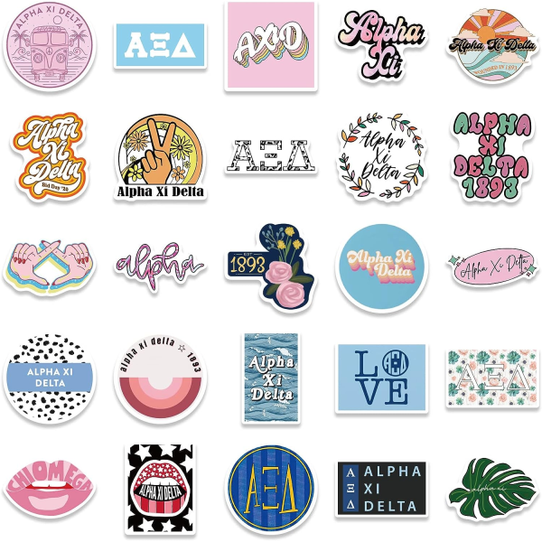 Alpha Xi Delta Klistremerker 50stk College Sorority Klistremerker Feminisme Klistremerker Bærbar Vannflaske Sykkel Skateboard Bagasje Datamaskin Snowboard for Kvinner