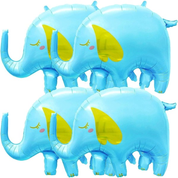 33 tommers blå elefantballonger Folie Helium Dyreballonger Tegneseriedyr Søte elefantballonger for festpynt til babyshower (pakke med 4)