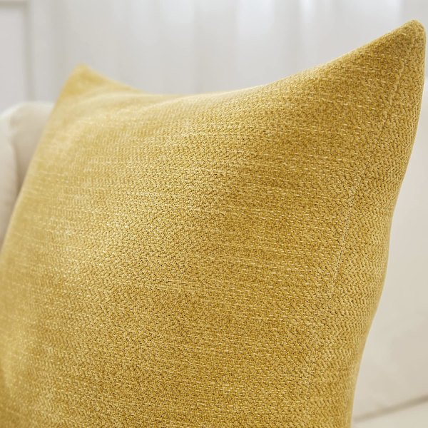 Store putetrekk 24x24 tommer sett med 2 mellomstore gule dekorative pynteputer trekk firkantet pyntetrekk for sofa stue hjemmedekorasjon