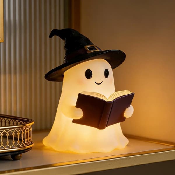 2-pack Halloween Ghost Lamp - 3D Resin Reading Ghost USB for Bedroom and Office Decor Style 3-2 PCS