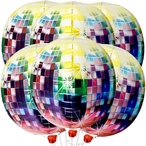Jumbo discoballonger - 22 tum, paket med 6 | 70-tal 80-tal 90-tal Festdekorationer | Disco festdekorationer | Disco ballonger