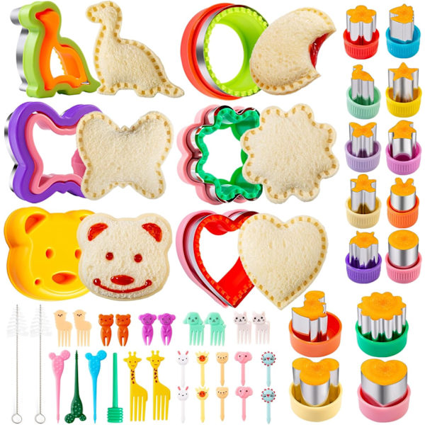 Kageform 48 stk., Kimfead Sandwich Cutter Animals, Rustfrit Kageform i Rustfrit Stål, Frugt- og Grøntsagskageform