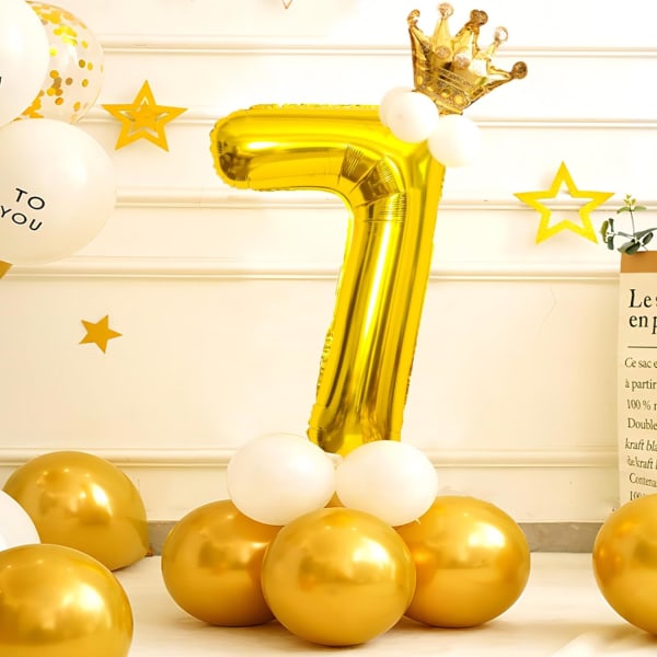 40 tuuman kultaiset heliummylar-folionumeroilmapallot, numero 7 ilmapallo syntymäpäiväkoristeisiin lapsille, vuosipäiväjuhlatarvikkeita