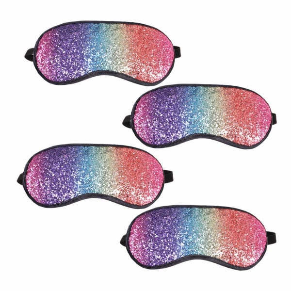 4 stk Sovende Øjenmaske Regnbue Farverige Pailletter Øjenplaster Sleep Aid Traveling Eyeshade Cover Blindfold