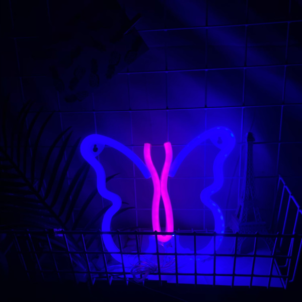 Sommerfugl Neon Lys til Soveværelse, Lys Op Skilt Nyhed Cool til Soveværelse, Værelse, Væg Dekoration, Bar, Fest, Jul, Fødselsdag-Blå og Pink Sommerfugl